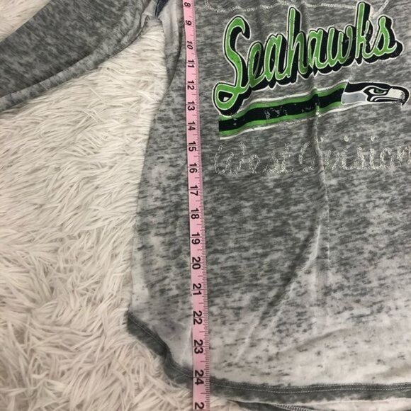 Seahawks Gray Ultra Top Distressed Shirt Burnout Sheer M Shirt NFL Seattle - Picture 5 of 6